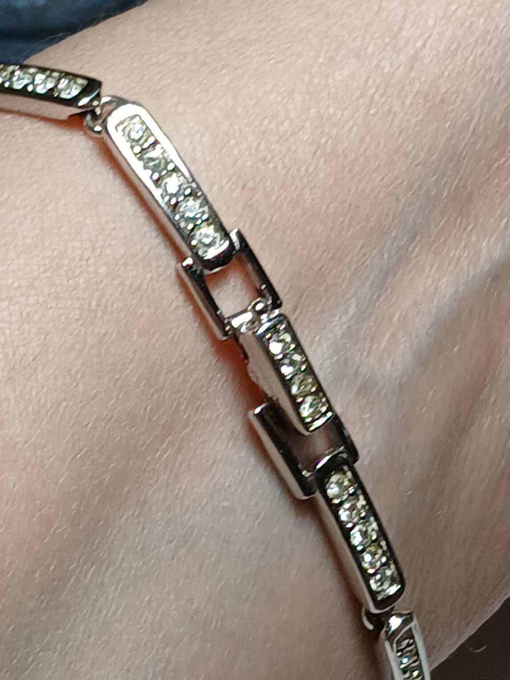 Swarovski, Rhodium-plated Metal Crystal Link Bracelet